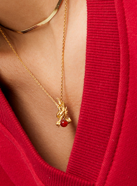 红玛瑙青金石项链龙年新年