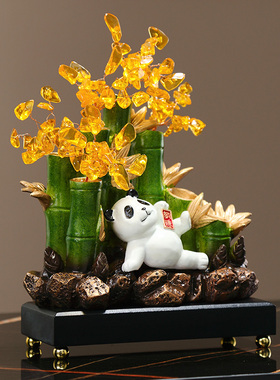 节节高升熊猫发财树摆件招财开业办公室客厅电视柜装饰品乔迁礼品