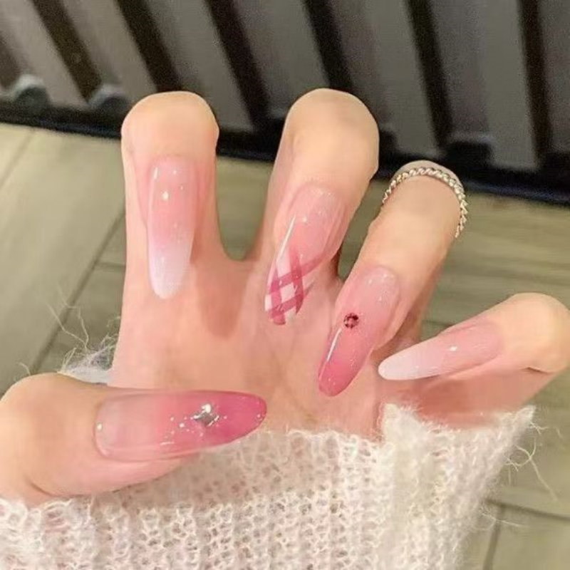 穿戴甲冰透裸色爆闪钻球贴片自然显白中长款可拆卸成品美甲半手工,淘宝优惠券,粉丝福利购,淘宝优惠卷