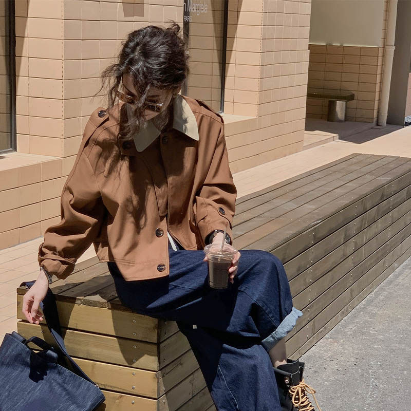 工装休闲短款洋气高级感小个子风衣 崇妍短外套