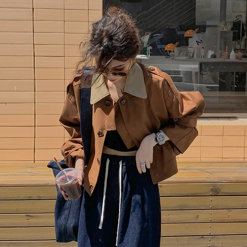 工装休闲短款洋气高级感小个子风衣 崇妍短外套