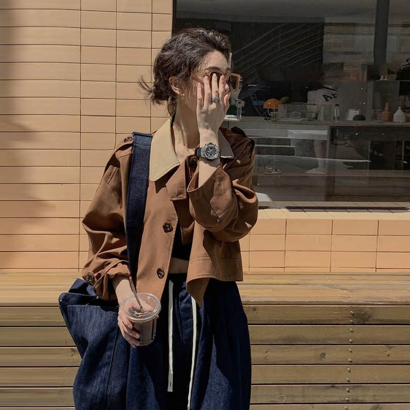 工装休闲短款洋气高级感小个子风衣 崇妍短外套