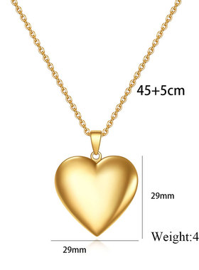 欧美亚马逊创意29MM纪念可打开心形钛钢爱心光面项链不锈钢可刻字