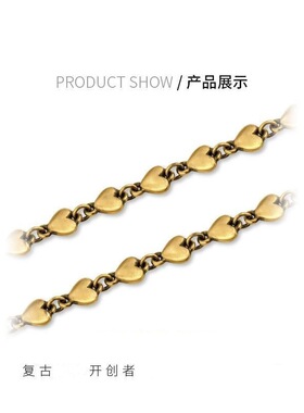 原创独白复古镀金爱心手链精致时尚气质潮流夏季流行好友礼物