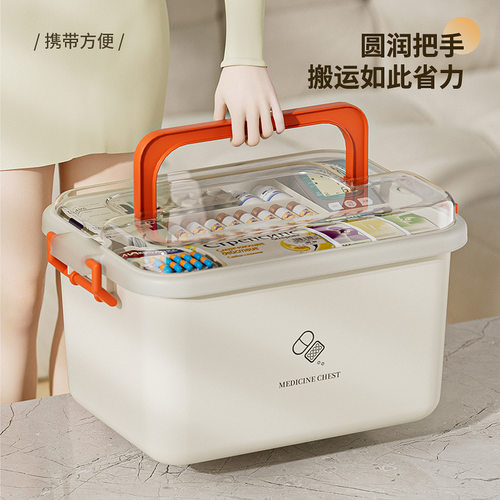 药箱家庭装大容量医药箱药品收纳盒家用透明分层医疗箱急救小药箱 - 图1