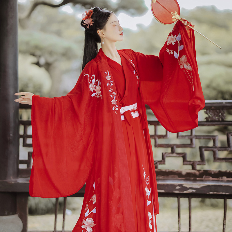 正品原创汉服女中国风花嫁明制长衫重工刺绣袄裙学生日常古装全套