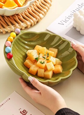 创意贝壳造型陶瓷果盘水果叉套装