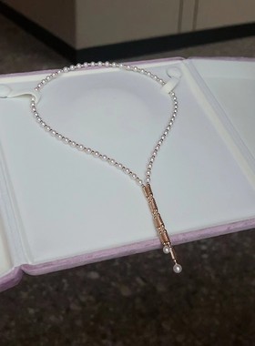 天然淡水珍珠银镀金车花闪闪吸磁百变多用Y字U型项链毛衣链choker