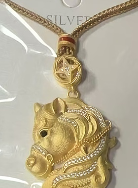 古法银镀金小马吊坠手工制作马到成功马年礼物福气新年春节