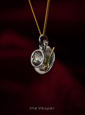 迷你咖啡杯耳环两用项链生日礼物