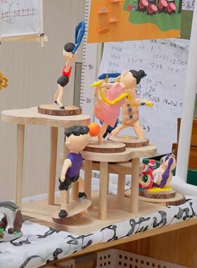 幼儿园环创美工区作品展示架手工开学作品木质小展台区角编织区