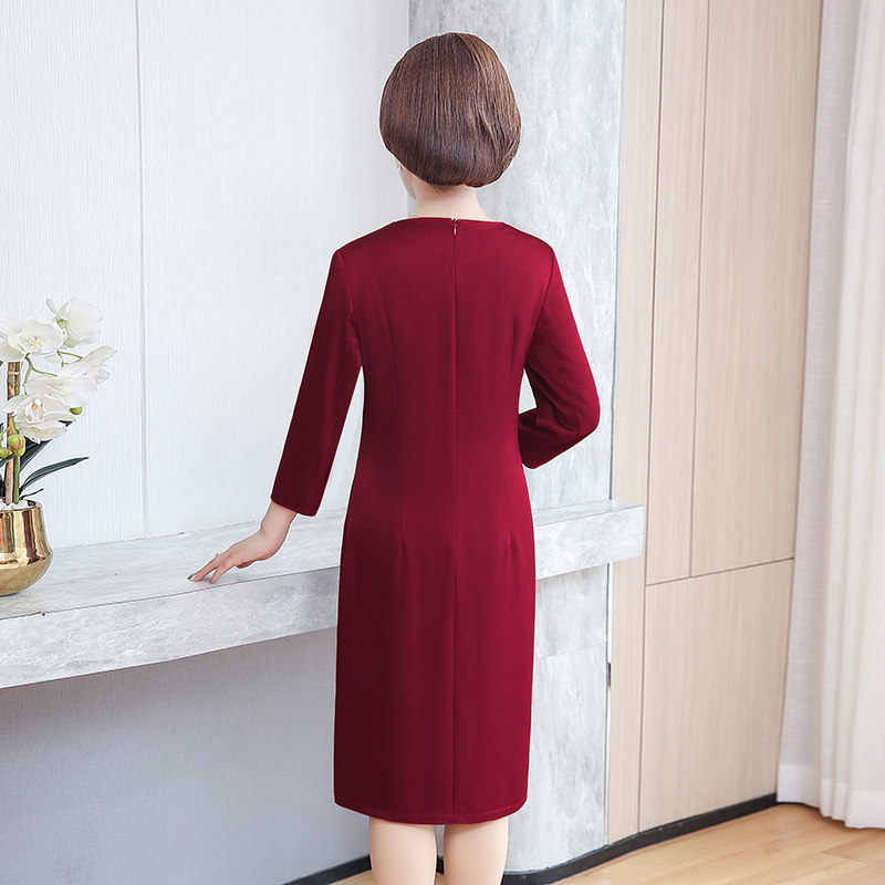 春秋中年妈妈装高端婚礼喜庆旗袍 音妮卡中老年女装