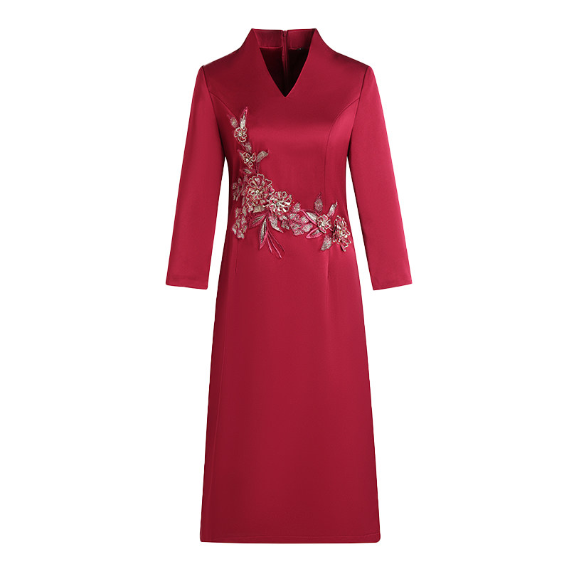 春秋妈妈装高端大牌喜庆喜连衣裙 音妮卡中老年女装