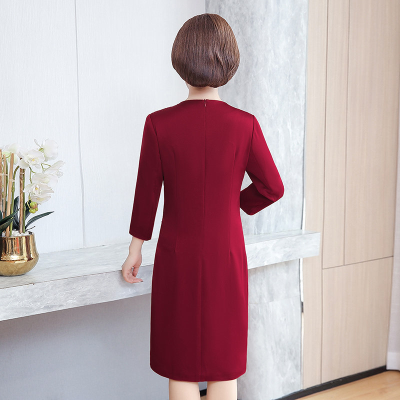 春秋女装中年妈妈装高档高贵连衣裙 音妮卡中老年女装