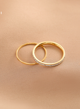 花迹日系轻奢组合套装戒指镶钻