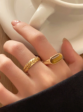 花迹开口可调节戒指女