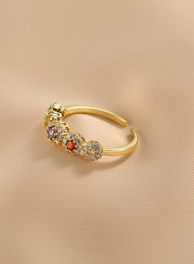 花迹高级感镶钻戒指女