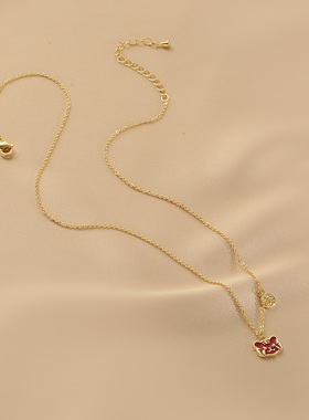 花迹本命年虎年生肖项链2026新款爆款颈链新年开运礼物红色锁骨链