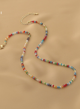 花迹彩色花朵温柔风小清新甜美锁骨链设计颈链气质礼物送女友项链