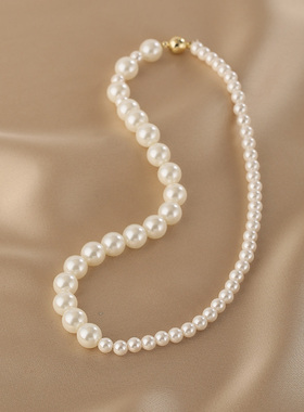 花迹珍珠项链女小众设计感