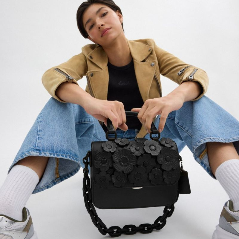 【新品】COACH/蔻驰女士茶玫瑰图案ROGUE顶部手柄手袋 - 图2