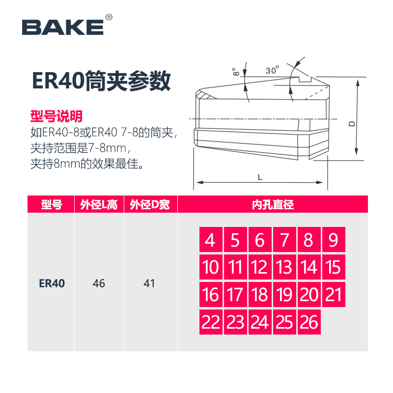 ER40筒夹 雕刻机夹头 弹性ER锁嘴咀夹具 AA级高精度er40-4-26夹头 - 图1