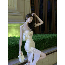 Sexy Pure Desire Fairy Web Yarn Lace Dress women Summer French style Texture Advanced Temperament Sashimi