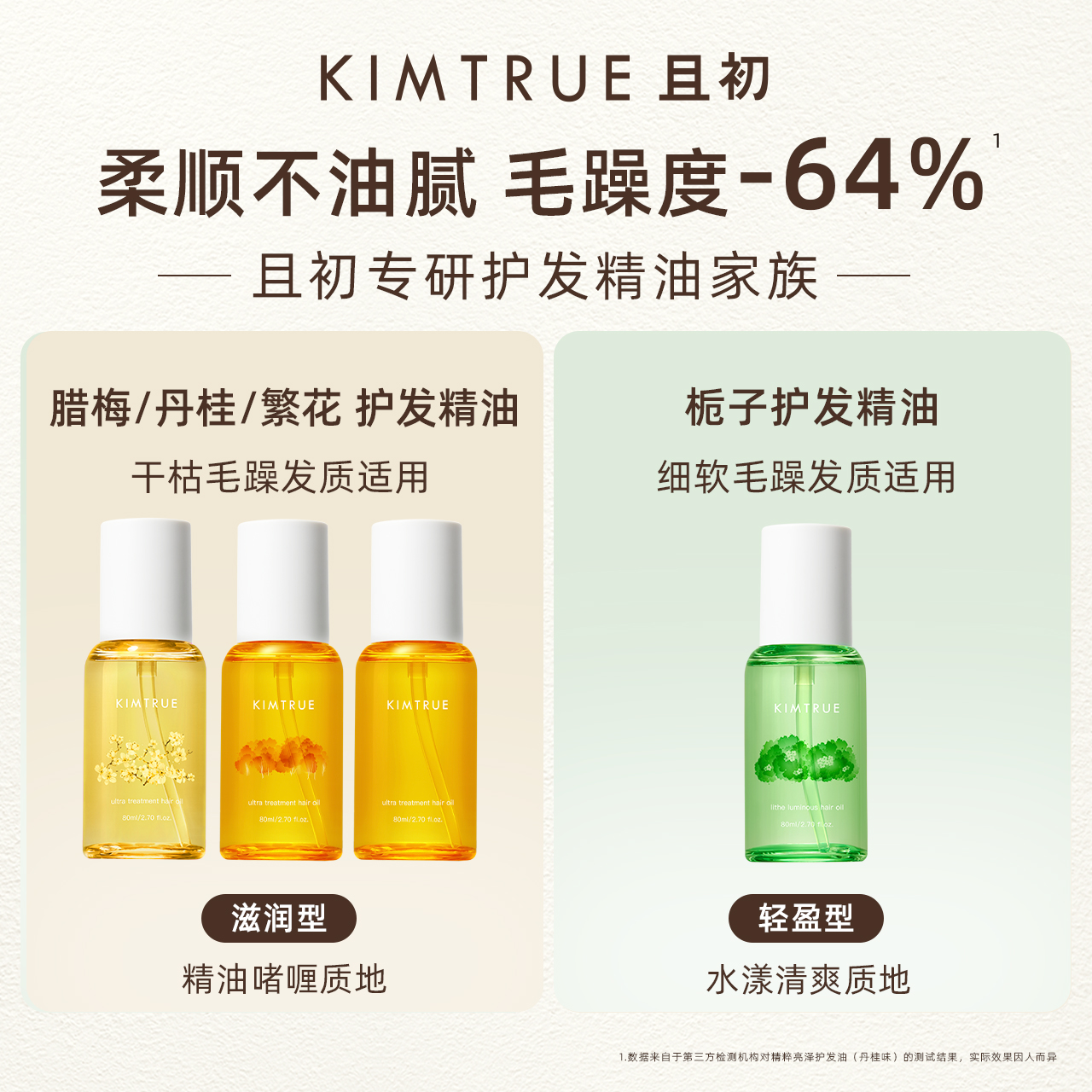 KIMTRUE且初护发精油女防毛躁柔顺栀子花繁花香发油干枯头发精油