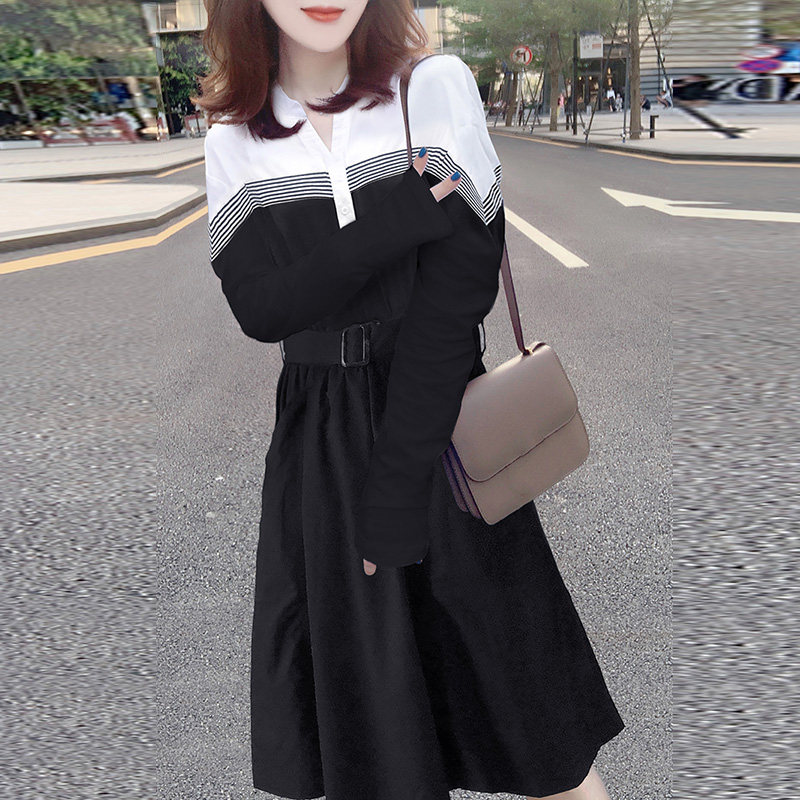 中长款黑色女神范显白显瘦连衣裙 蜜恒连衣裙