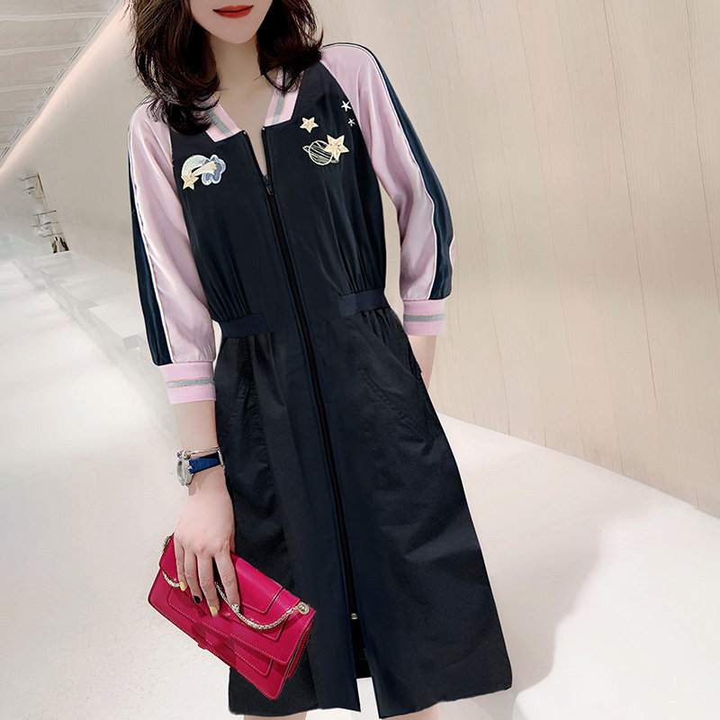 休闲减龄收腰七分袖黑色2020连衣裙 蜜恒连衣裙