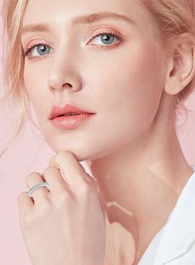 莫桑石排戒s925纯银镀18k金爆闪戒指女士