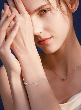 莫桑石手链简约百搭s925纯银泡泡流苏手链手串女