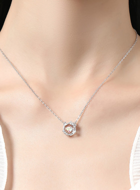 S925银项链女轻奢小众设计简约爱心吊坠锁骨链送礼物饰品女友礼物