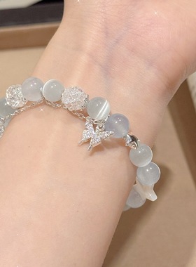 猫眼蓝玉髓古风蝴蝶串珠时尚气质轻奢高级感手链女小众百搭手串