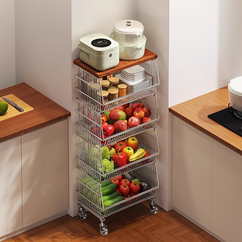 厨房落地多层菜篮子置物架家用放水果蔬菜零食架子多功能收纳推车,淘宝优惠券,粉丝福利购,淘宝优惠卷