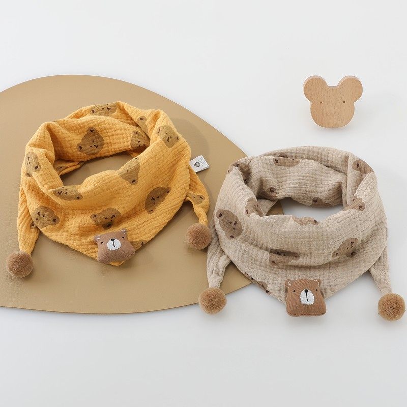 宝宝围巾秋冬款韩版小熊纯棉婴儿三角巾春秋防风婴幼儿男女童围脖,淘宝优惠券,粉丝福利购,淘宝优惠卷