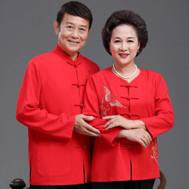 老年唐装爷爷奶奶情侣装男结婚礼服 柒赢唐装