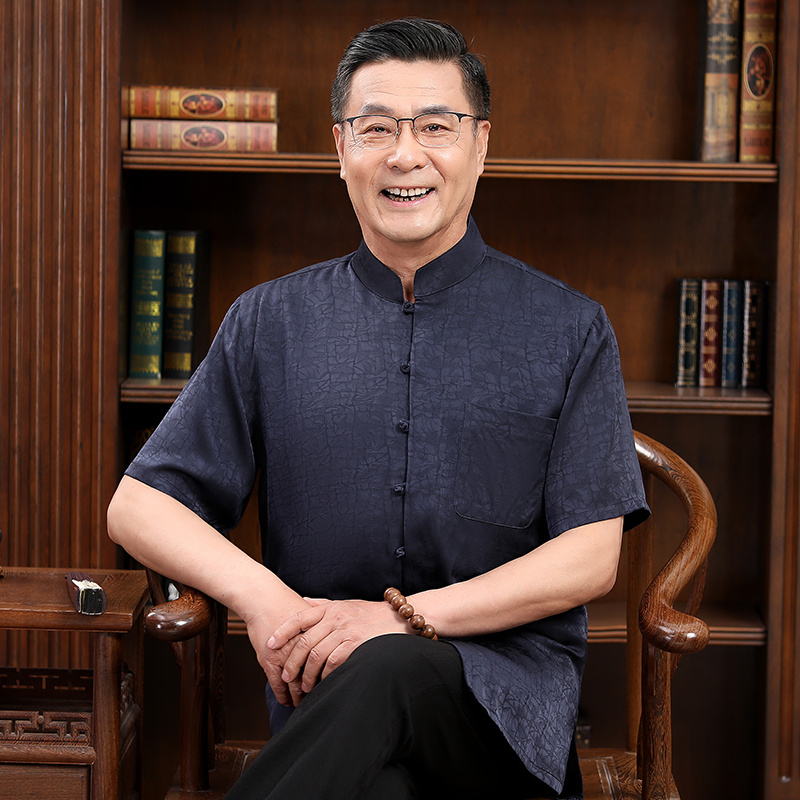 爸爸夏季短袖男士服长袖唐装衬衫 柒赢衬衫