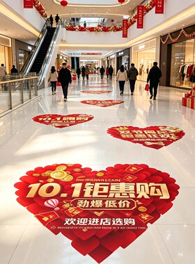 中秋国庆氛围布置地贴店铺装饰贴