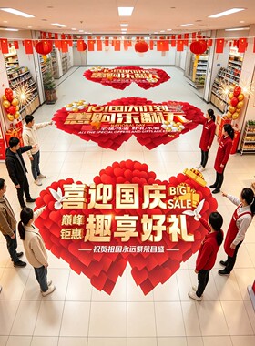 中秋国庆店铺节日装饰促销地贴纸