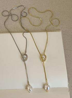 小众高级感珍珠抽拉式长款项链