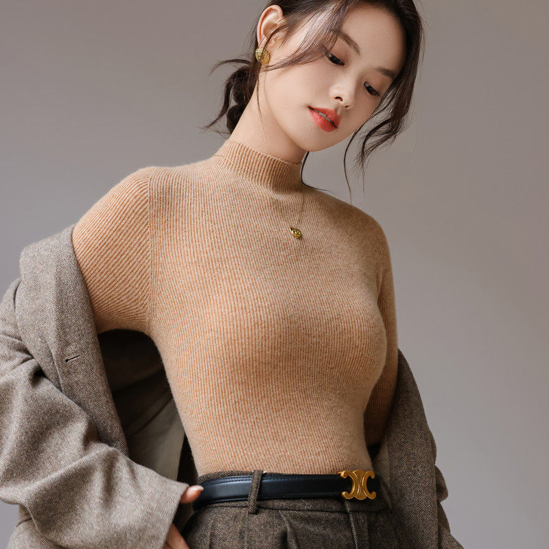 一线成衣半高领毛衣秋冬女修身显瘦内搭紧身无缝针织打底衫女上衣,淘宝优惠券,粉丝福利购,淘宝优惠卷