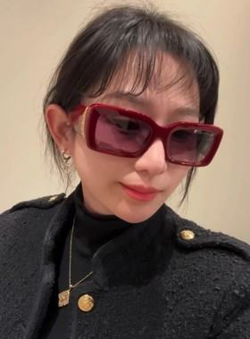 26小香墨镜方形宽边太阳镜金属镂空侧边镜腿眼镜遮阳男女开车专用