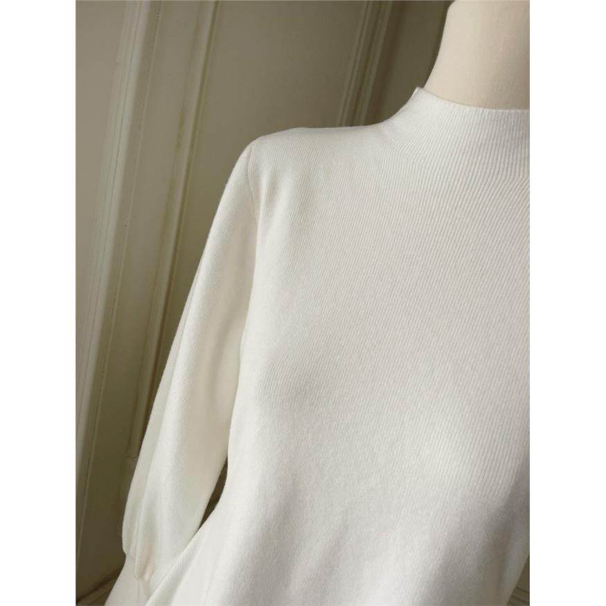 大码女装白色半高领内搭灯笼袖针织衫毛衣秋季胖mm掐腰打底衫上衣,淘宝优惠券,粉丝福利购,淘宝优惠卷