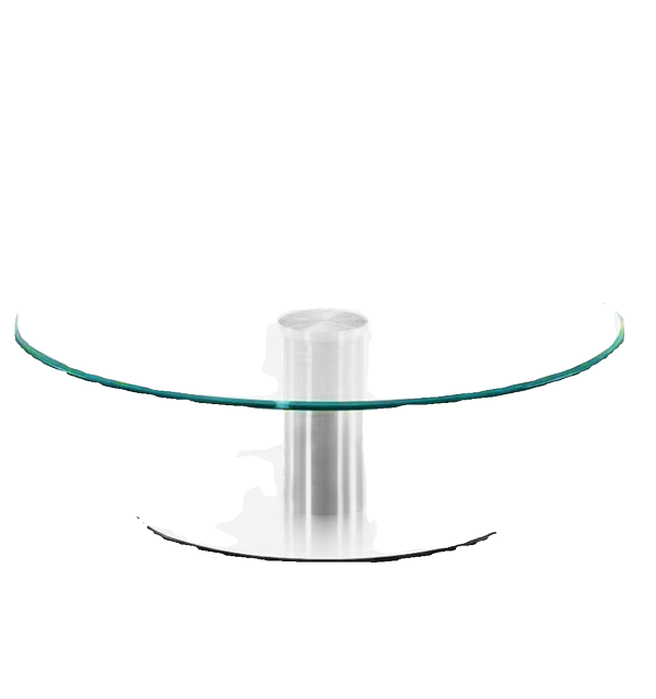 Double-layer glass dining table with second-layer turntable stainless steel base