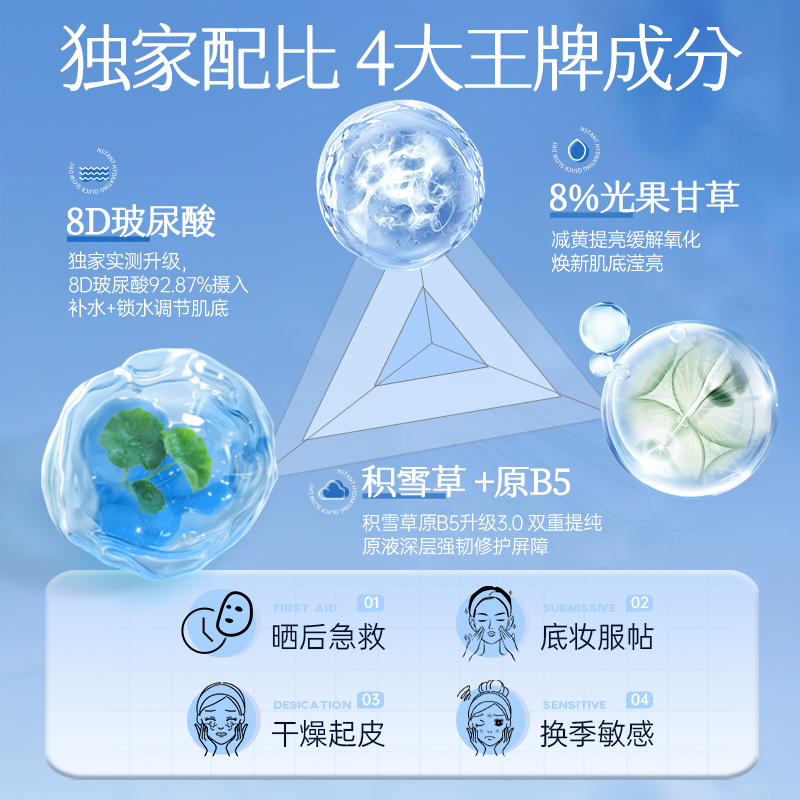 积雪草b5面膜补水美白去黄气暗沉提亮晒后修复保湿正品官方旗舰店