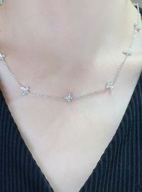 V金镀厚咪金S925纯银十一只蝴蝶项链灵动蝴蝶演绎珠宝精工品质工