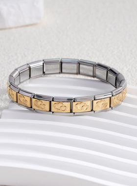 新款意大利模块手链配饰镀金图案