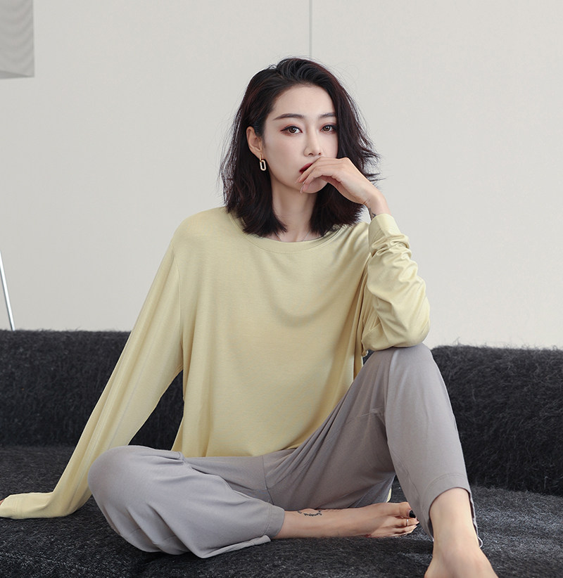 2023新款春秋季莫代尔棉绸休闲睡衣 碧绒睡衣/家居服套装