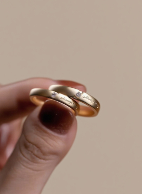 培育钻石戒指男女小众情侣对戒